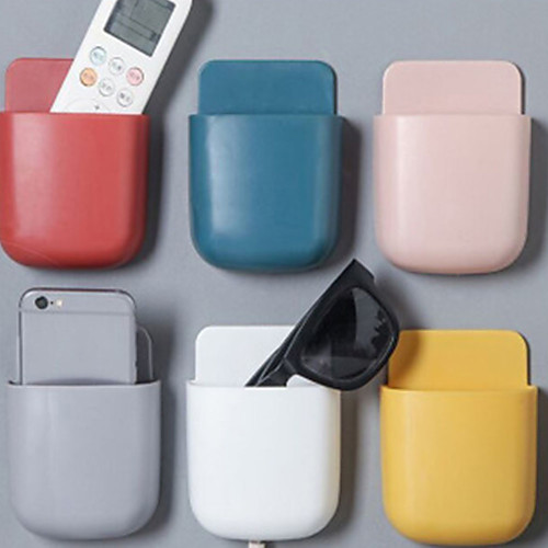 

3pcs Wall Mounted Organizer Storage Box Remote Control Air Conditioner Case Mobile Phone Plug Holder Stand