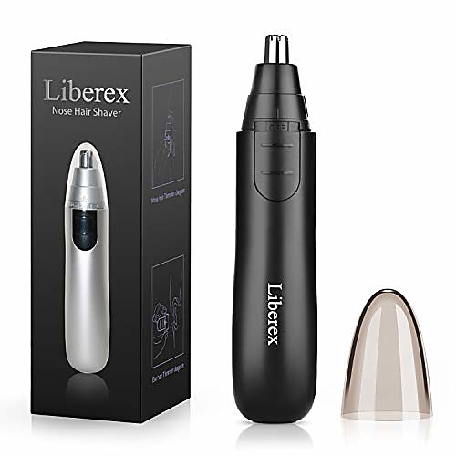 

nose hair trimmer - painless ear facial hair removal clipper for men women, battery-operated shaver, water resistant dual edge blades remover, for also eyebrow