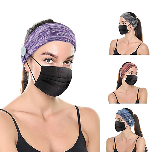 

3 pcs Cross-border Fashion Women's Elastic Elastic Mask Button Narrow Headband Yoga Sports Headband Sweat Band