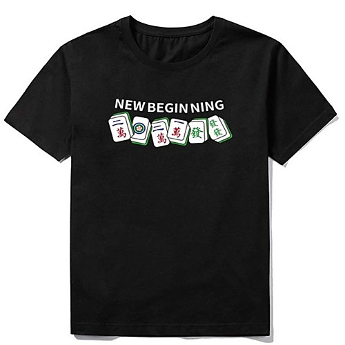 

Men's T shirt Hot Stamping Graphic Prints Print Short Sleeve Daily Tops 100% Cotton Basic Fashion Classic Black