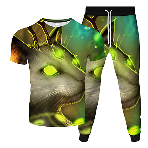 

Men's Women's 2 Piece Tracksuit Sweatsuit Street Casual Short Sleeve 2pcs Breathable Moisture Wicking Soft Gym Workout Running Jogging Training Exercise Sportswear Normal Outfit Set Clothing Suit