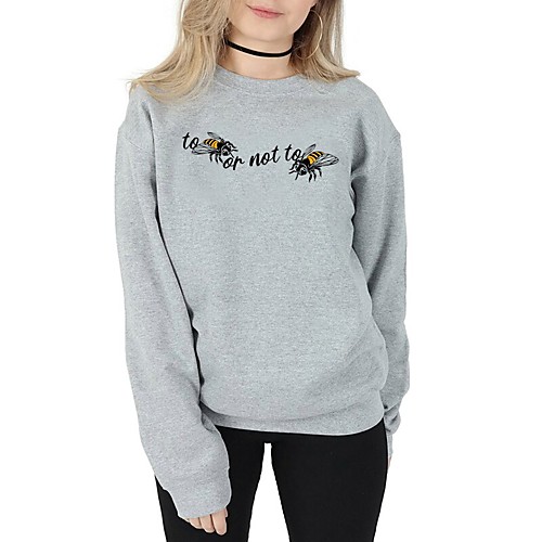 

Women's Pullover Sweatshirt Graphic Text Letter Daily Weekend Other Prints Basic Casual Hoodies Sweatshirts White Black Yellow