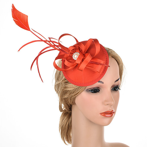 

Retro Pearl Fabric Fascinators with Feather 1 Piece Special Occasion / Party / Evening Headpiece