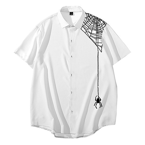 

Men's Shirt 3D Print Spider Animal Button-Down 3D Print Short Sleeve Daily Tops Casual Fashion White