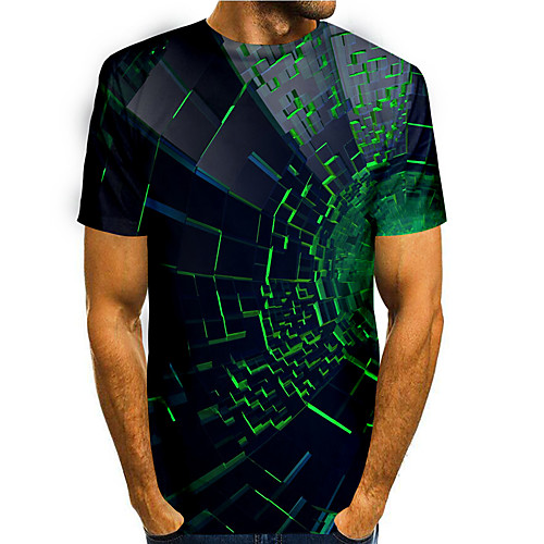 

Men's T shirt 3D Print Graphic 3D 3D Print Short Sleeve Daily Tops Basic Casual Black Blue Green