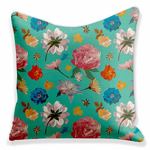 

Double Side 1 Pc Floral Cushion Cover Print 45x45cm Linen for Sofa Bedroom