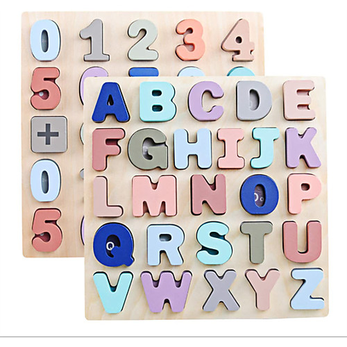 

Number and Alphabet Puzzle Wooden 2 Set for Toddler with Mild Macaron Color Preschool Learning Game Toy Sorting and Counting Montessori Education Cognitive Training Tool Kid Age 3 4 5 6 Gift for Kid