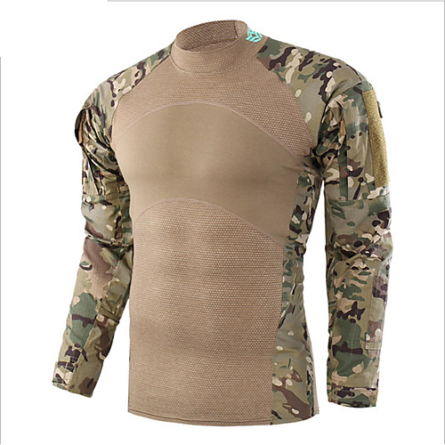 

Men's Hunting T-shirt Outdoor Breathable Ventilation Fast Dry Outdoor Fall Spring Solid Colored Cotton Black Yellow Camouflage