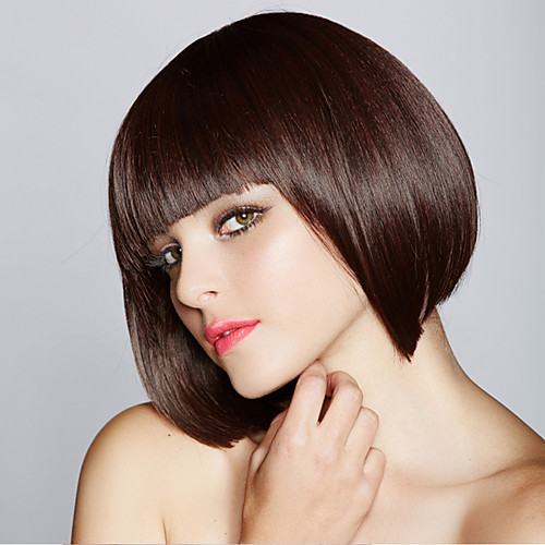 

Synthetic Wig Straight Bob Neat Bang Wig Short Black / Brown Synthetic Hair Women's Fashionable Design Cosplay Party Black Brown