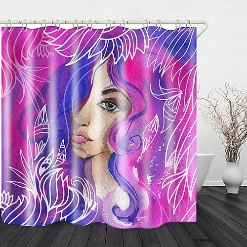

Watercolor Beauty Print Waterproof Fabric Shower Curtain for Bathroom Home Decor Covered Bathtub Curtains Liner Includes with Hooks