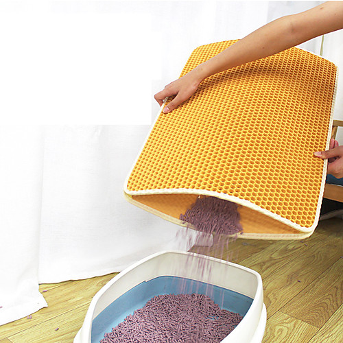 

Cat Cat Litter Mat Kitty Litter Trapping Mat EVA Cat Scooper Cat Clean Supply Easy to Clean Double Layer Mats Pet Grooming Supplies Black Yellow