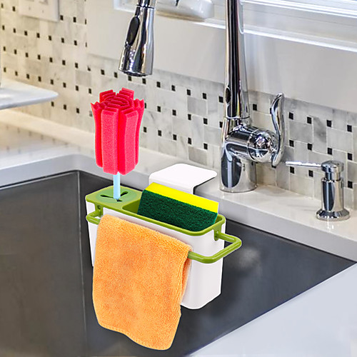 

Kitchen Brush Sponge Sink Draining Towel Washing Holder with Suction Cup Utensils Dry Racks