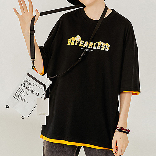 

Men's T shirt Hot Stamping Graphic Prints Letter Print Short Sleeve Casual Tops 100% Cotton Basic Casual Fashion White Black