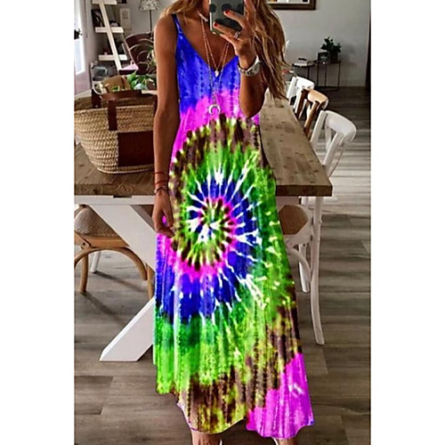 

Women's Strap Dress Maxi long Dress Blue Purple Red Green Light Green Sleeveless Print Print Summer V Neck Elegant Cotton 2021 S M L XL XXL 3XL 4XL 5XL