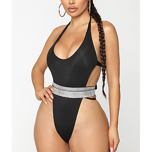 

Women's One Piece Board Shorts Swimsuit Lace up Black Swimwear Padded Bathing Suits Fashion Sexy
