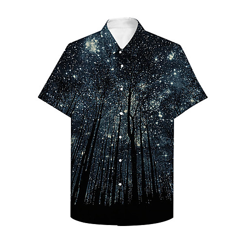 

Men's Shirt 3D Print Graphic 3D Button-Down 3D Print Short Sleeve Casual Tops Casual Hawaiian Black