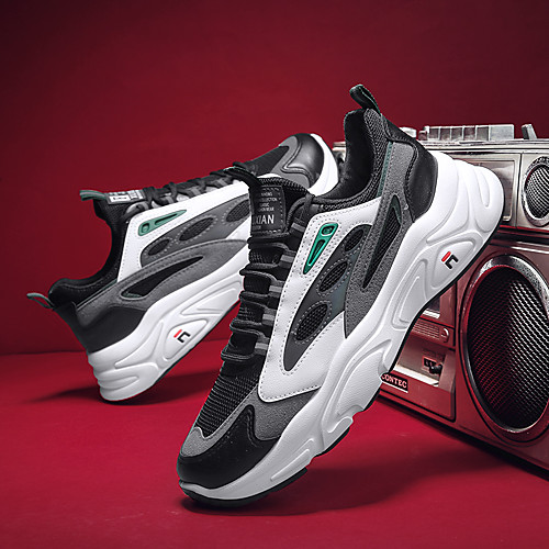

Men's Trainers Athletic Shoes Sporty Casual Daily Outdoor Running Shoes Walking Shoes PU Elastic Fabric Breathable Non-slipping Wear Proof Black Gray Spring Summer