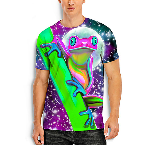 

Men's T shirt 3D Print Graphic Prints Animal 3D Print Short Sleeve Daily Tops Basic Casual Purple