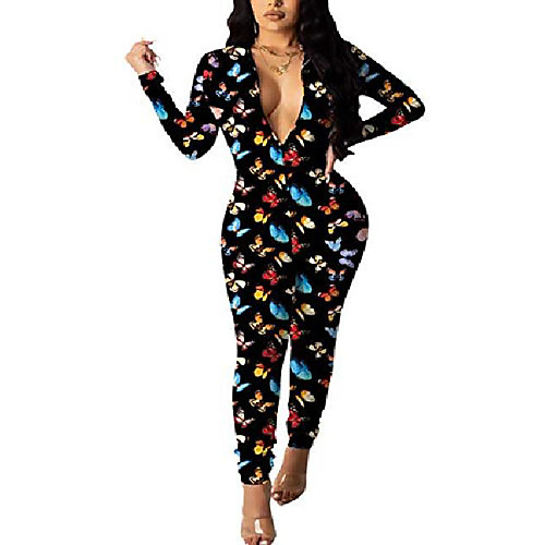 

Women Sexy Onesies Deep V Neck Long Sleeve Pajamas Bodysuit Romper Jumpsuit Sleepwear onies pjs Clubwear