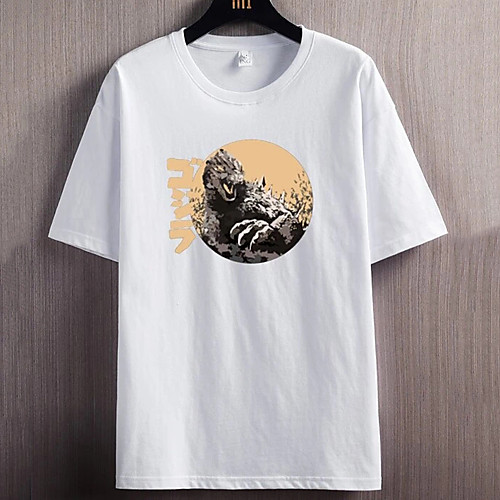 

Men's Unisex Tees T shirt Hot Stamping Graphic Prints Dinosaur Plus Size Print Short Sleeve Casual Tops 100% Cotton Basic Designer Big and Tall White