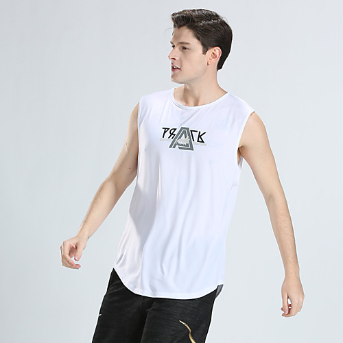 

Men's Sleeveless Workout Tank Top Running Tank Top Top Athletic Athleisure Summer Spandex Quick Dry Lightweight Breathable Fitness Gym Workout Running Jogging Sportswear Plus Size White Black Light