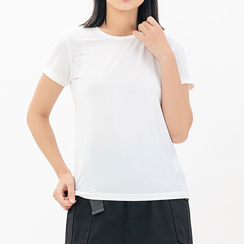 

Women's T shirt Hiking Tee shirt Short Sleeve Crew Neck Tee Tshirt Top Outdoor Lightweight Breathable Quick Dry Soft Autumn / Fall Spring Chinlon Spandex Solid Color White Black Purple Fishing