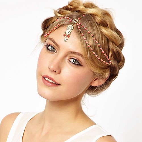 

aliexpress hot selling europe and america bohemian diamond forehead ornament pearl tassel hair crown hair band hair accessories cf078