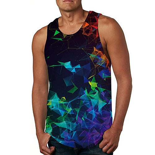 

Men's Tank Top Vest Undershirt 3D Print 3D Print Sleeveless Daily Tops Casual Beach Rainbow
