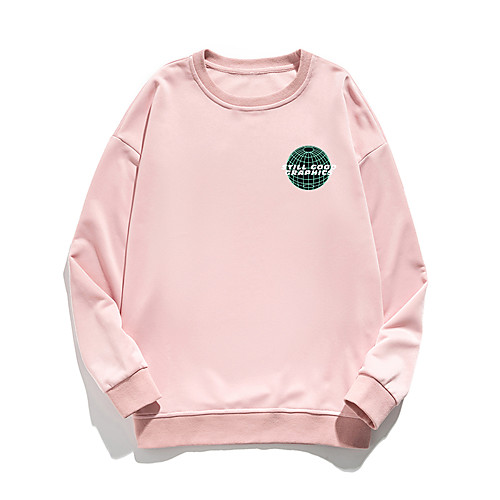 

Women's Pullover Sweatshirt Letter Print Daily Other Prints Basic Hoodies Sweatshirts White Blue Blushing Pink
