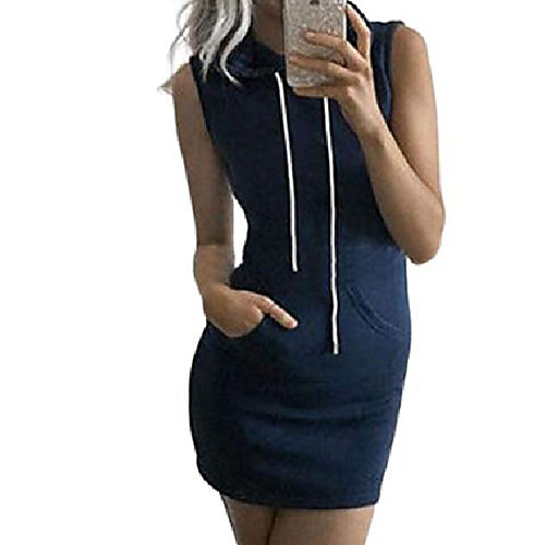 

Women's Sports Dress Knee Length Dress Black and white stripes Navy Blue Gray Sleeveless Other Summer Casual / Sporty 2021 XS S M L XL XXL