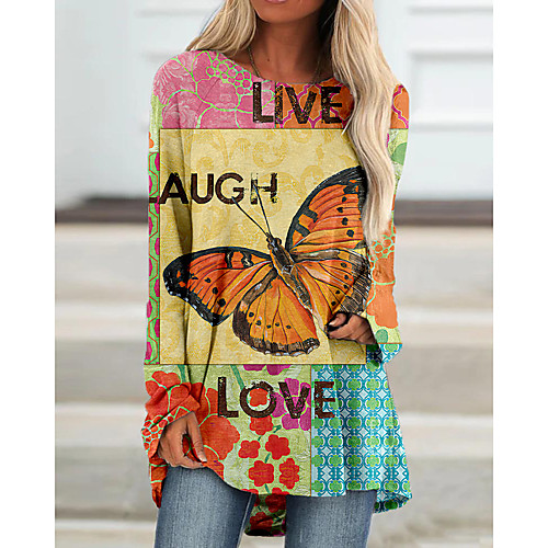 

Women's Shift Dress Short Mini Dress Yellow Gray Long Sleeve Color Block Animal Print Fall Spring Round Neck Casual 2021 S M L XL XXL 3XL