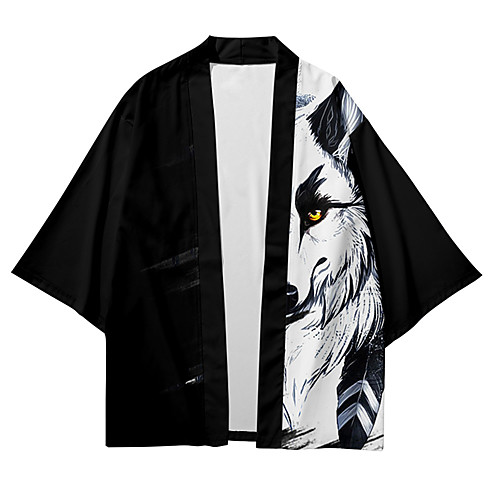 

Men's Shirt 3D Print Wolf Animal 3D Print Short Sleeve Daily Tops Casual Fashion Hawaiian Black