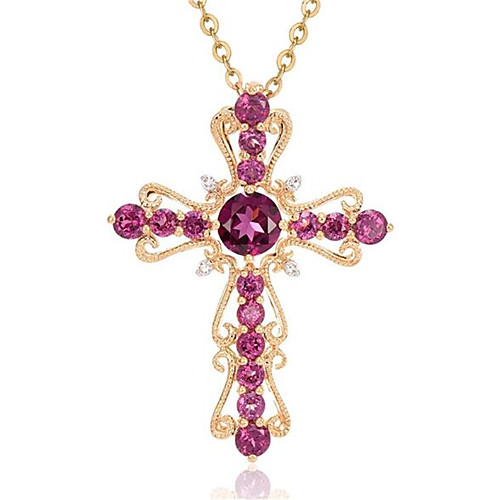 

Women's Crystal Pendant Necklace Crystal Necklace Classic Cross Precious Fashion Vintage Baroque Zircon Copper Gold Plated 45 cm Necklace Jewelry 1pc For Christmas Halloween Party Evening Street Gift