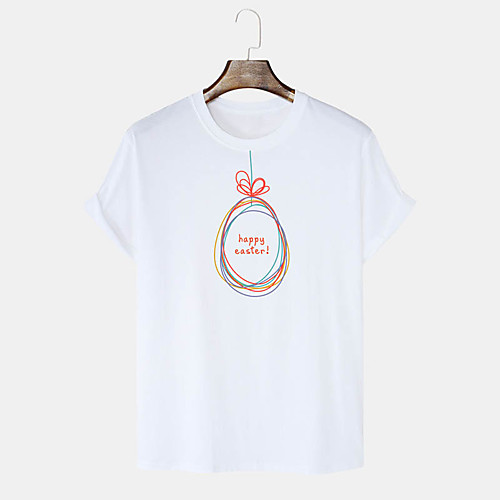 

Men's Unisex T shirt Hot Stamping Graphic Prints Egg Happy Easter Plus Size Print Short Sleeve Daily Tops 100% Cotton Basic Casual White Black Blushing Pink