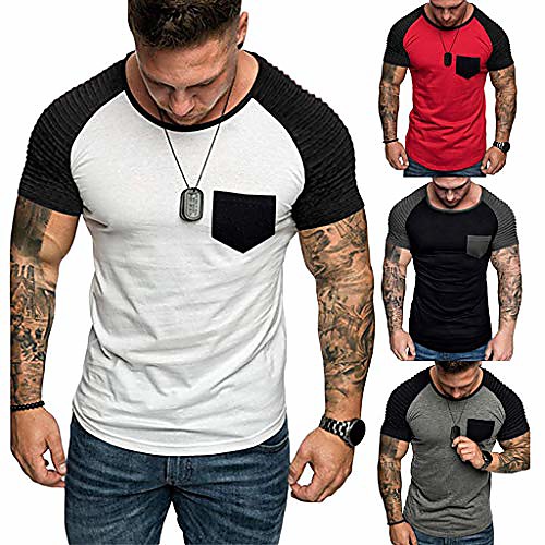 

Men's T shirt Hiking Tee shirt Short Sleeve Tee Tshirt Sweatshirt Top Outdoor Lightweight Breathable Quick Dry Sweat wicking Spring Summer Polyester White Red Dark Gray Hunting Fishing Climbing