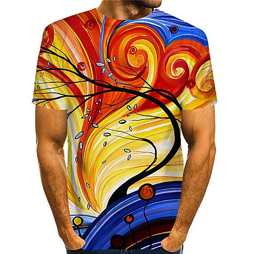

Men's T shirt 3D Print Graphic Graphic Prints 3D Print Short Sleeve Daily Tops Basic Casual Orange
