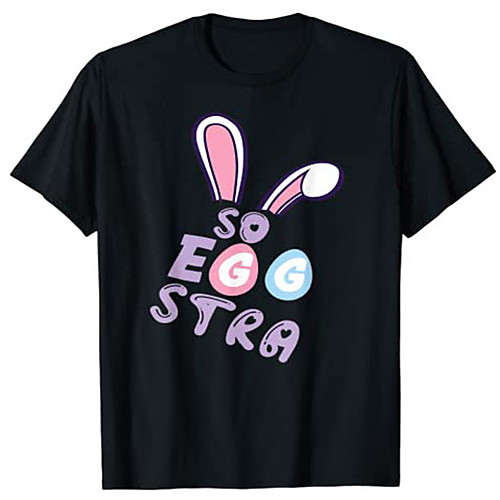 

Men's T shirt Hot Stamping Graphic Prints Rabbit / Bunny Happy Easter Print Short Sleeve Daily Tops 100% Cotton Fashion Vintage Classic Black Blue Red