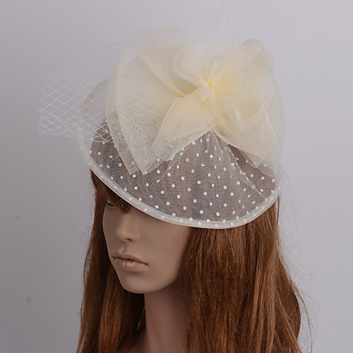 

Romantic Vintage Inspired Tulle Fascinators with Floral / Polka Dot 1 Piece Special Occasion / Party / Evening Headpiece