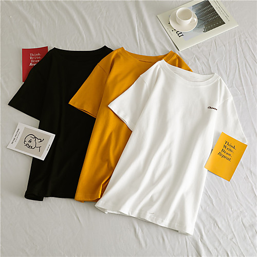 

Women's Tee / T-shirt Pure Color Crew Neck Letter Printed Sport Athleisure Top Short Sleeves Breathable Soft Comfortable Everyday Use Casual Daily Outdoor