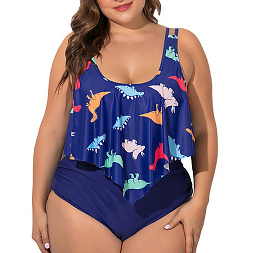 

Women's Tankini Swimsuit Animal Royal Blue Swimwear Bathing Suits