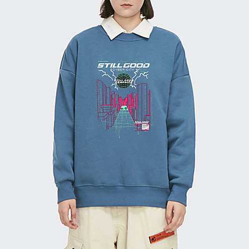 

Women's Pullover Sweatshirt Letter Print Daily Other Prints Basic Hoodies Sweatshirts White Blue Blushing Pink