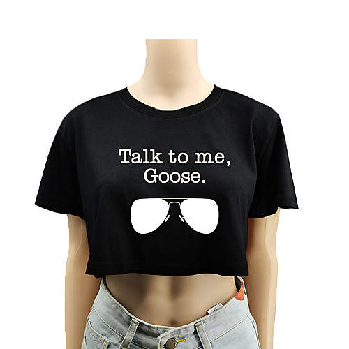 

Women's Crop Top Tee / T-shirt Crop Top Crew Neck Letter Printed Sport Athleisure T Shirt Top Short Sleeves Breathable Soft Comfortable Everyday Use Street Casual Daily Outdoor