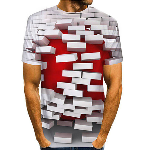 

Men's T shirt 3D Print Graphic 3D 3D Print Short Sleeve Daily Tops Basic Casual Gray