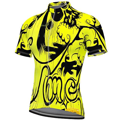 

21Grams Men's Short Sleeve Cycling Jersey Spandex Yellow Bike Top Mountain Bike MTB Road Bike Cycling Breathable Quick Dry Sports Clothing Apparel / Athleisure