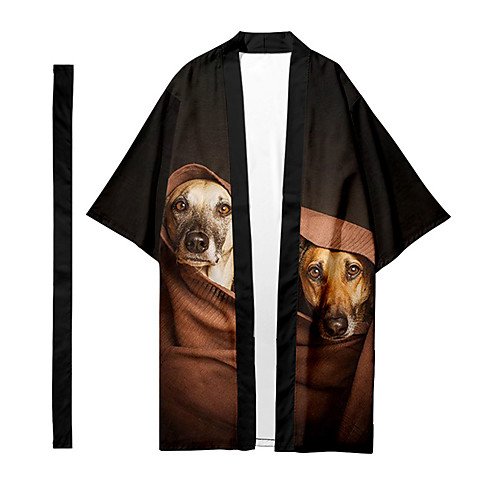 

Men's Shirt 3D Print Dog Animal 3D Print Short Sleeve Daily Tops Casual Fashion Yellow