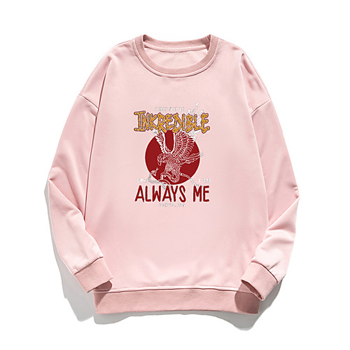 

Women's Pullover Sweatshirt Bird Print Daily Other Prints Basic Hoodies Sweatshirts White Blue Blushing Pink