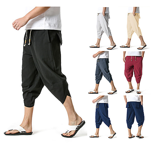 

Men's Chino Casual Chinos Pants Simple Calf-Length Black Wine Khaki Light gray Dark Gray