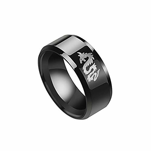 

xusamss punk rock plated black stainless steel animal dragon totem smooth ring(black(10))
