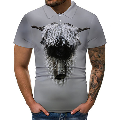 

Men's Polo 3D Print Graphic 3D Animal 3D Print Short Sleeve Daily Tops Fashion Classic Gray