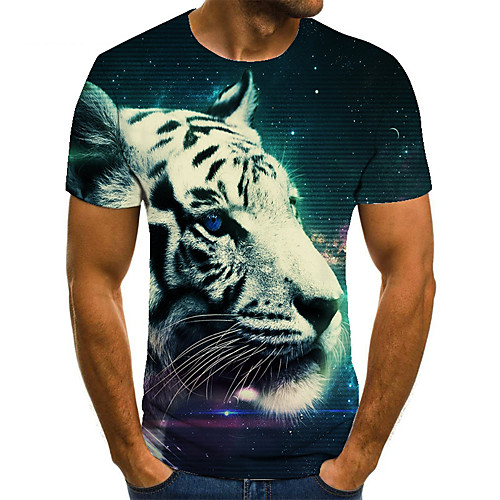 

Men's T shirt 3D Print Animal 3D Print Print Short Sleeve Casual Tops Casual Fashion Green / Navy